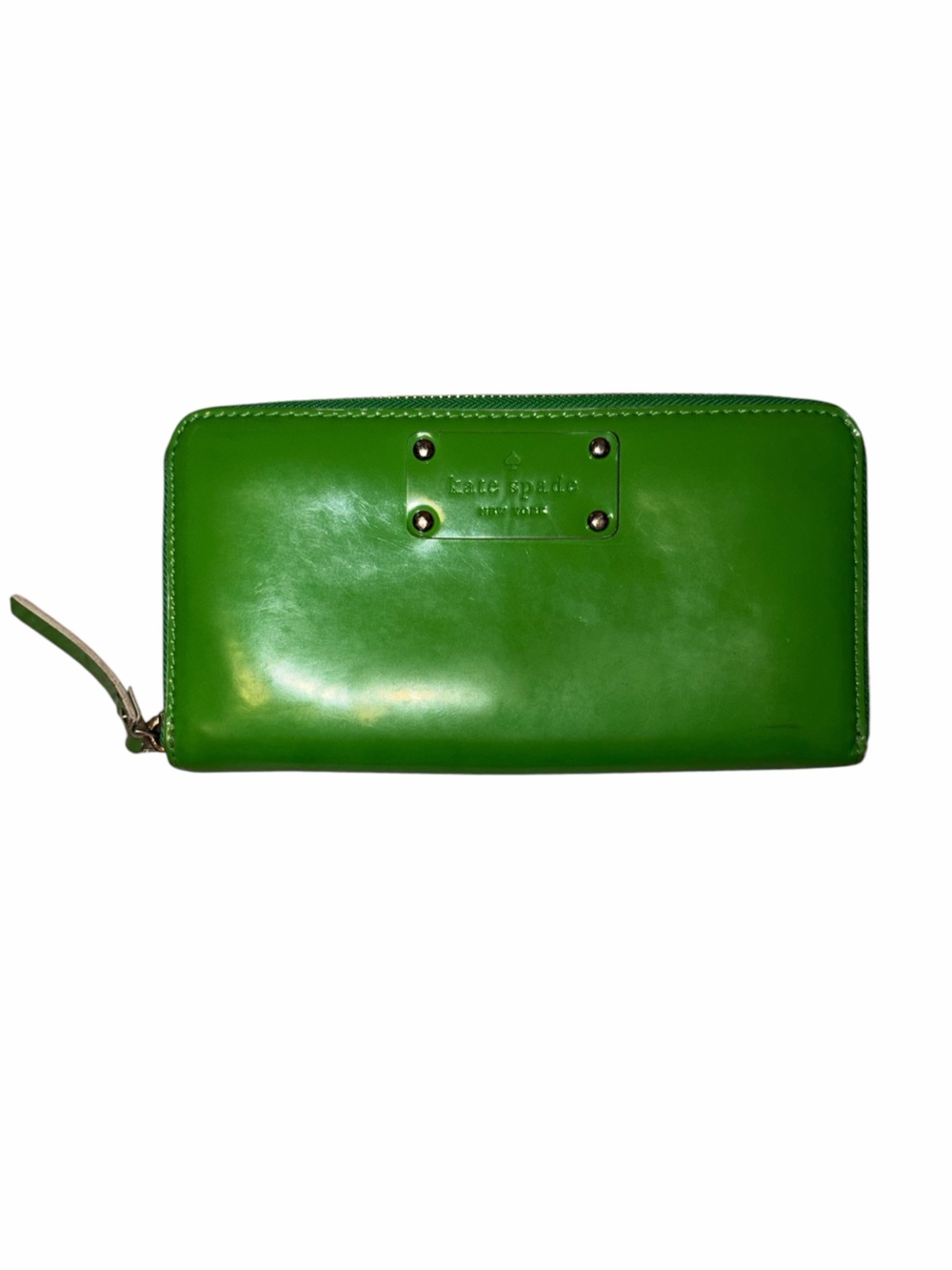 EUC Kate Spade New York Green Patent Leather Zip Around Continental Wallet Norm